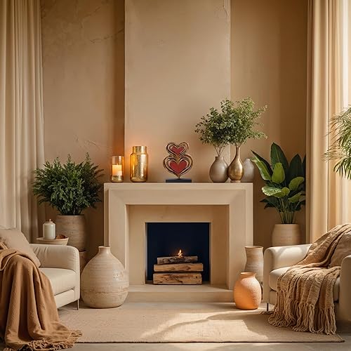 Miniatura 5 de Escultura de corazones en madera maciza para otoño, otoño, Acción de Gracias, decoración del hogar, consola de café, estante de mesa, dormitorio,