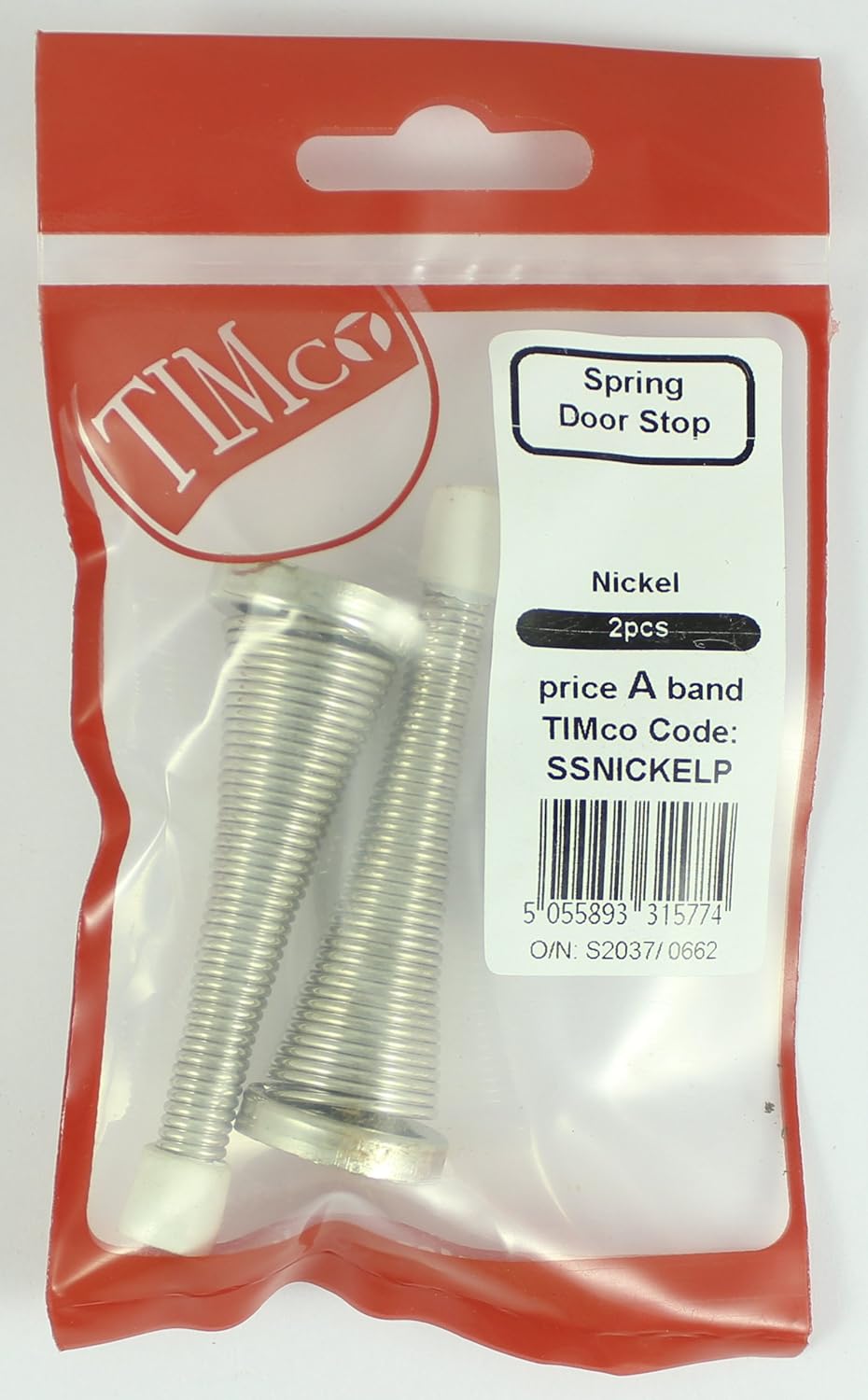 TIMco SSNICKELP Spring Door Stop 78 x 24mm - Nickel (Pack of 2)