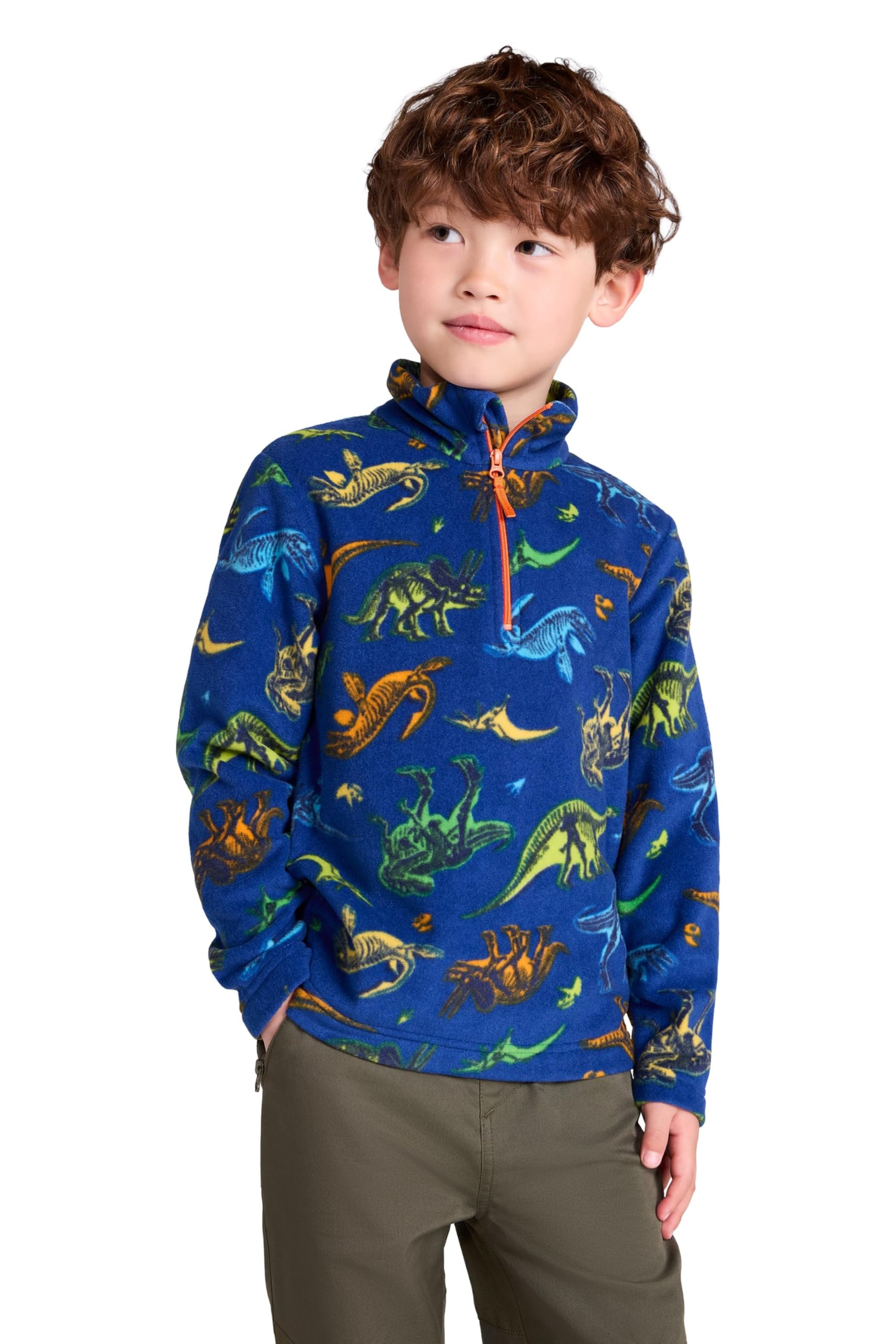 Mountain Warehouse Unisex Kids Burnt Orange Pursuit Printed Kids Hoodie - Microfleece, Anti-Pill Pullover, Breathable Girls & Boys Sweatshirt - For Spring Summer, Camping & Outdoors 7-8Y