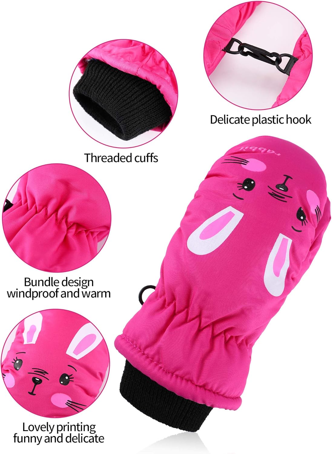 SATINIOR 2 Pairs kids waterproof mittens Girls Winter Snow mittens Warm Snow Gloves for Winter Outdoor Activities - Image 4