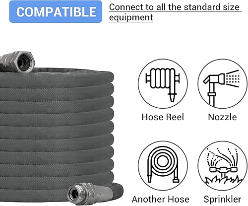 Miniatura 5 de TheFitLife Manguera de jardín flexible, manguera de agua no expandible con accesorios de metal giratorios de 34 pulgadas, 12 pulgada de diámetro. A