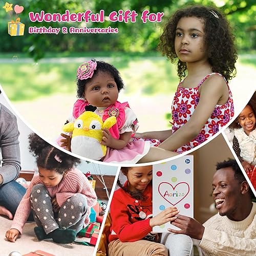 Miniatura 4 de Aori 2.0 Reborn Baby Dolls - Juego de muñecas afroamericanas realistas de 22 pulgadas, extremidades suaves y realistas y cuerpo ponderado