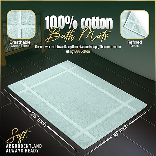 Miniatura 2 de Pearl Linens Paquete de 2 tapetes de baño 100% algodón de 18 x 25 pulgadas, suaves y absorbentes, de secado rápido, no son tapetes de baño, tapetes