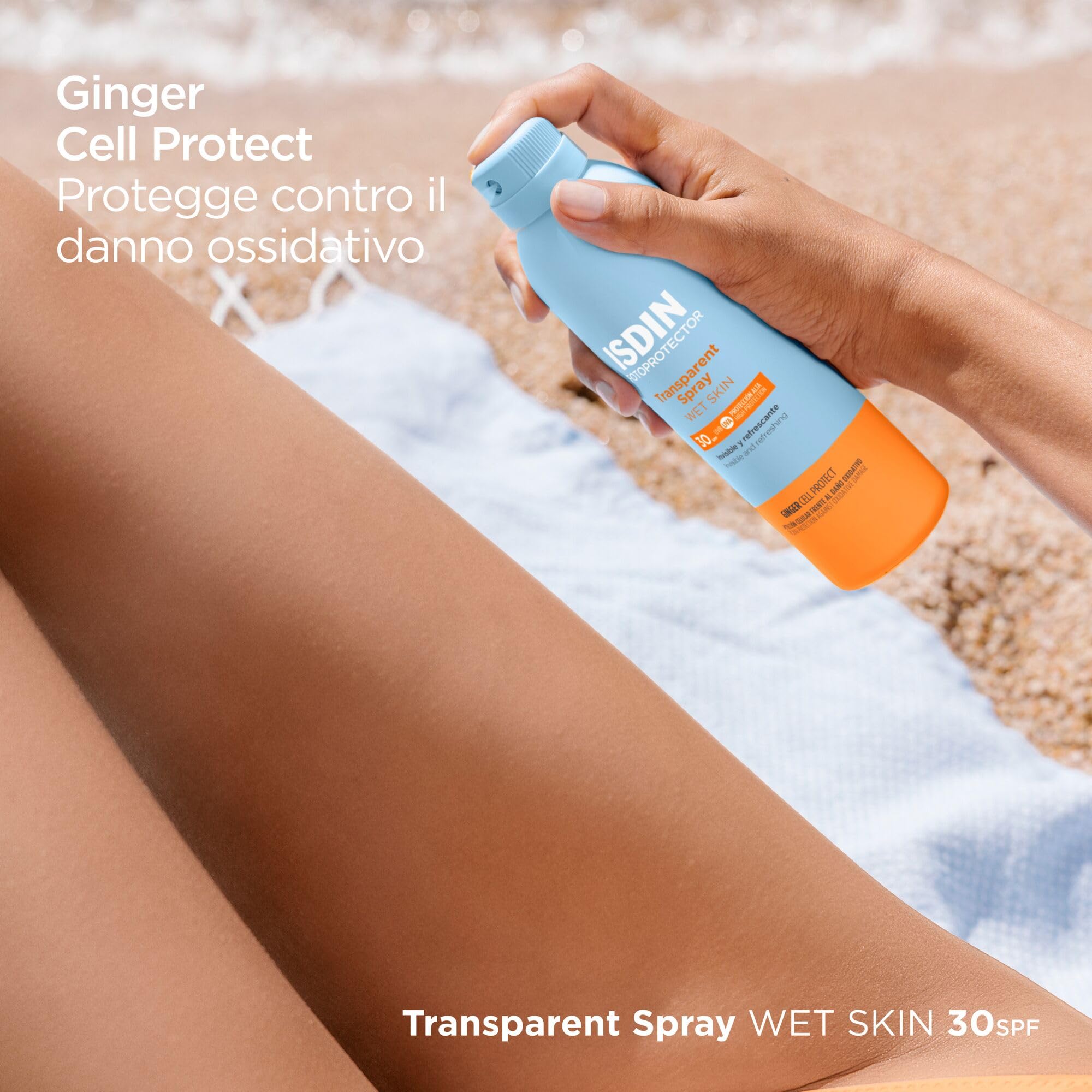 ISDIN Transparent Spray Wet Skin SPF 30 (250ml) | Protezione Solare Spray per il Corpo | Invisibile ed Efficace sulla Pelle Bagnata | Leggero e a Rapido Assorbimento