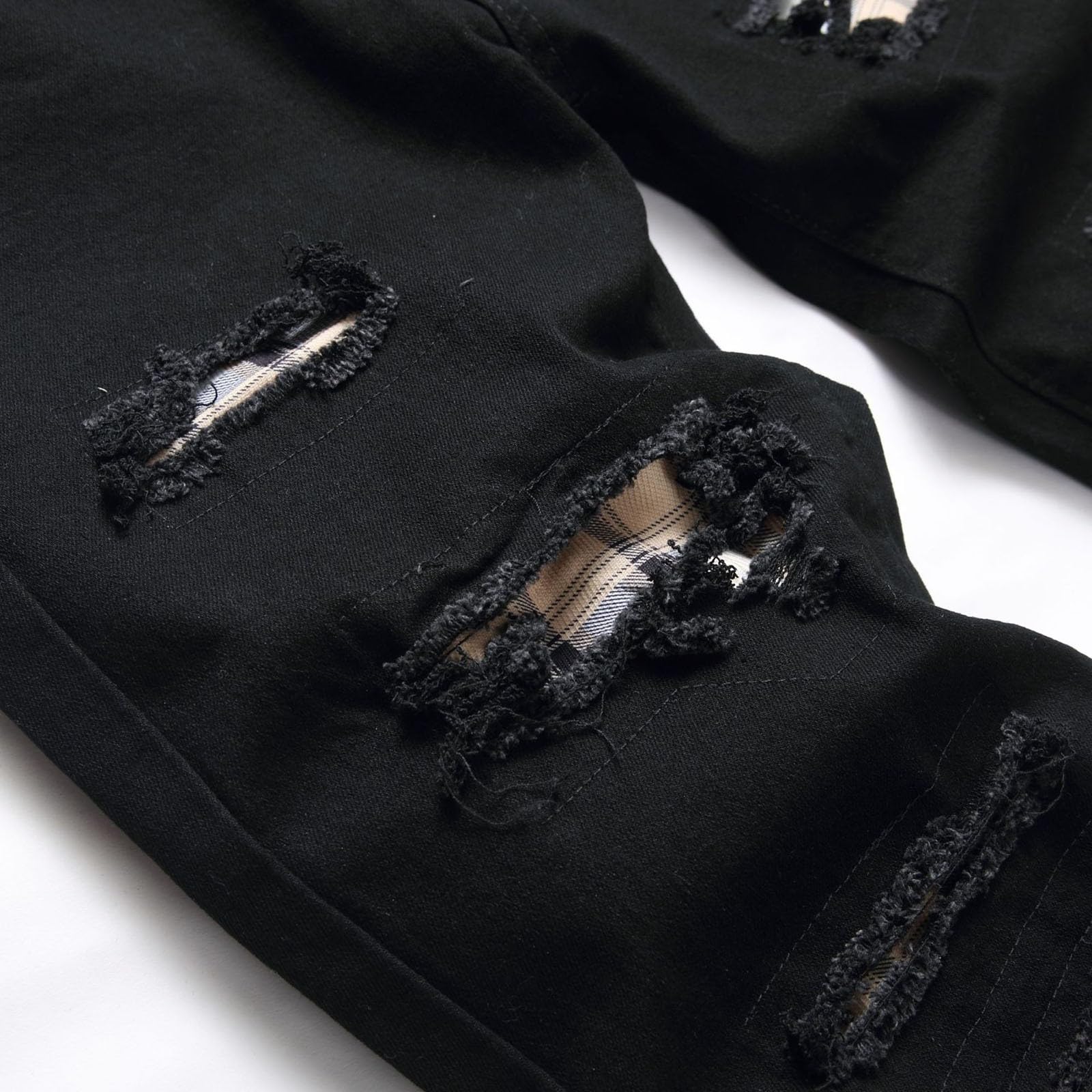 Jeans Strappati Uomo, Pantaloni Uomo Jeans Stretti Pantaloni in Denim Slim Fit Jeans Elasticizzati Vita Alta Casual Jeans da Lavoro Pantaloni da Lavoro Uomo Elasticizzati Stile Hip-Hop Streetwear Y2k