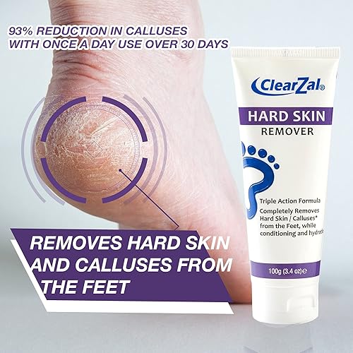 Miniatura 3 de ClearZal Crema de pies para piel dura, ayuda a eliminar callos y maíz mientras deja una piel suave y lisa, fórmula de triple acción hidratante y