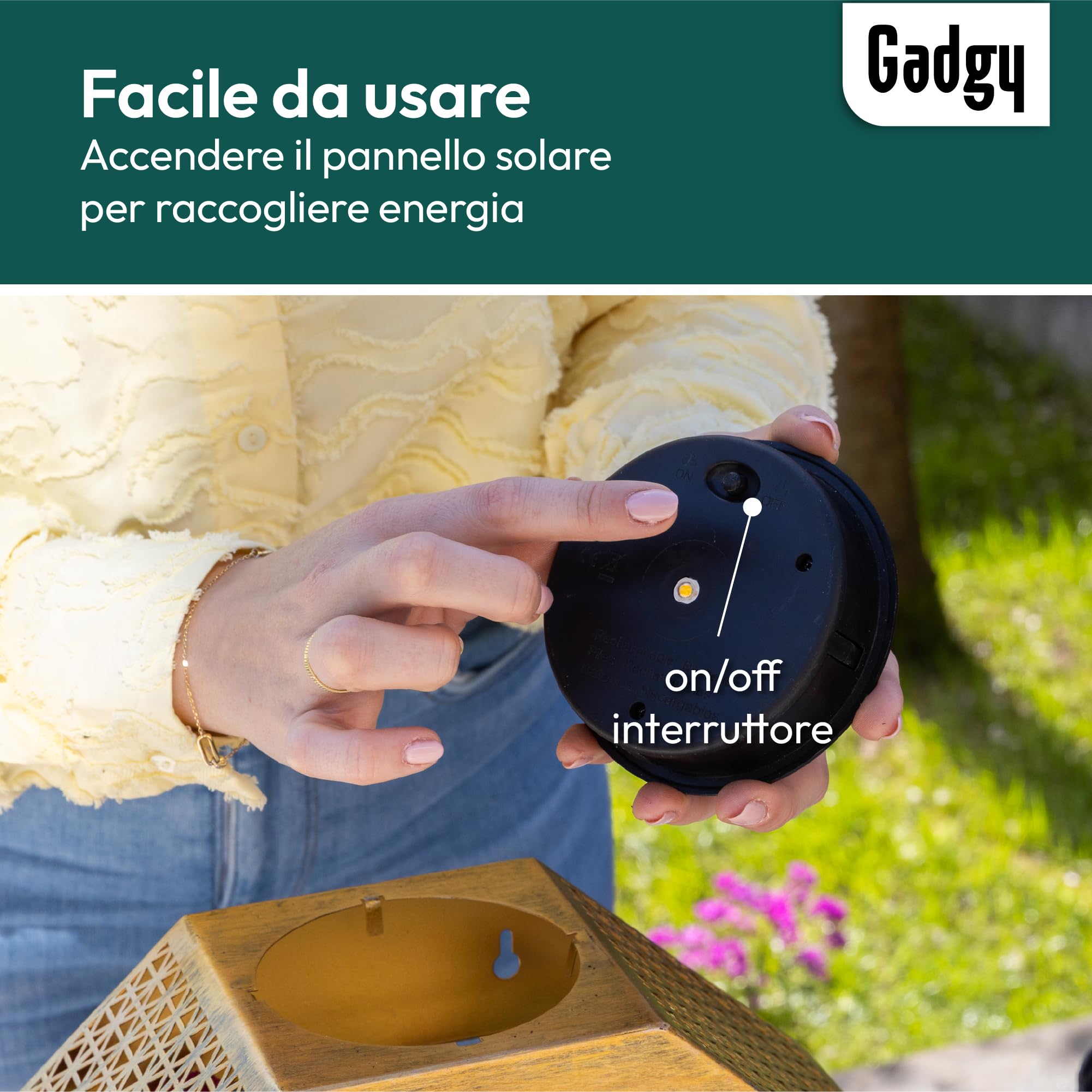 Gadgy Lampada solare da parete con vaso da fiori – Fioriera illuminata per balcone e terrazza – Illuminazione giardino resistente