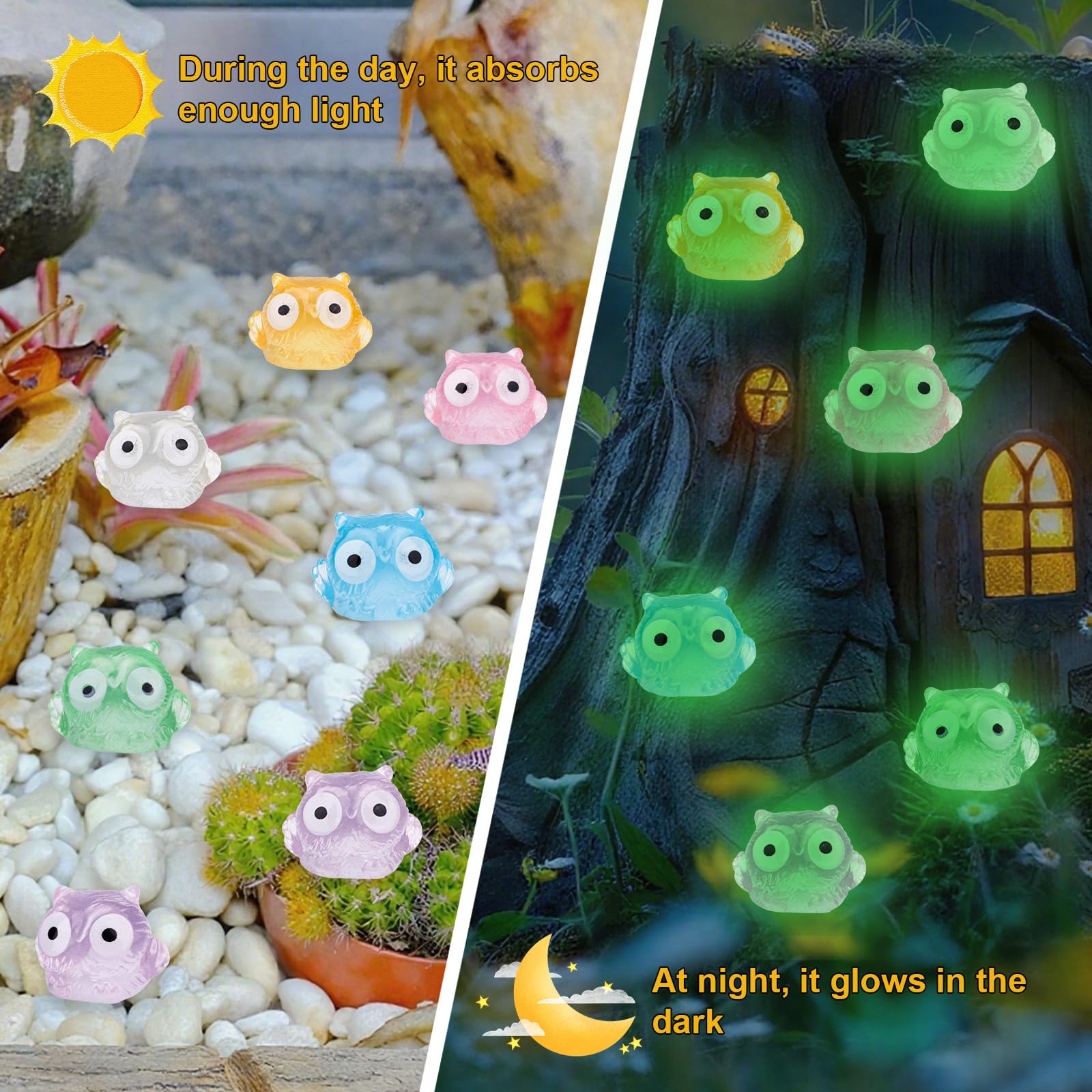 60pcs Glow in The Dark Mini Resin Owls - Image 4