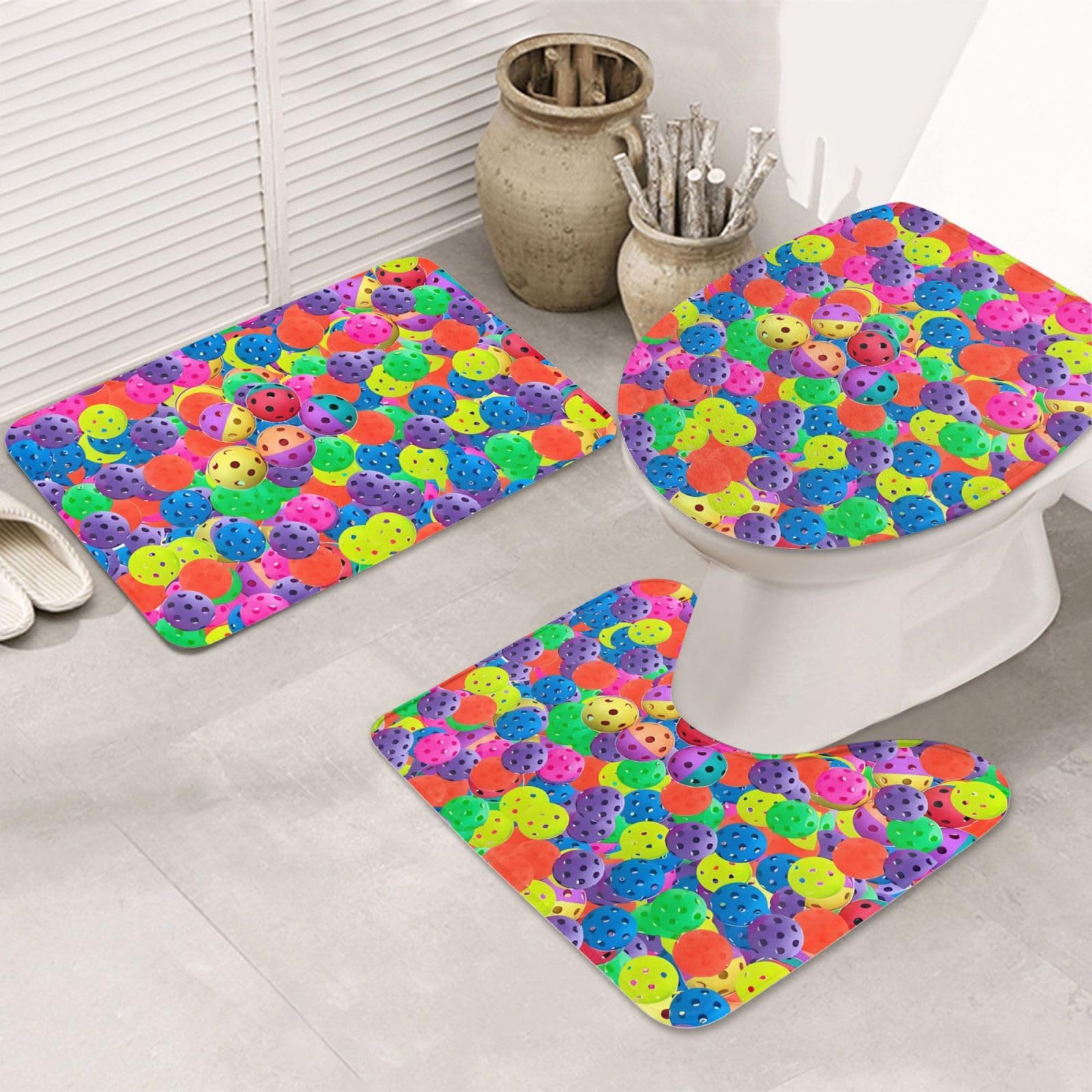 Tapis de salle de bain antidérapant pickleball pour sol sec lot de 3