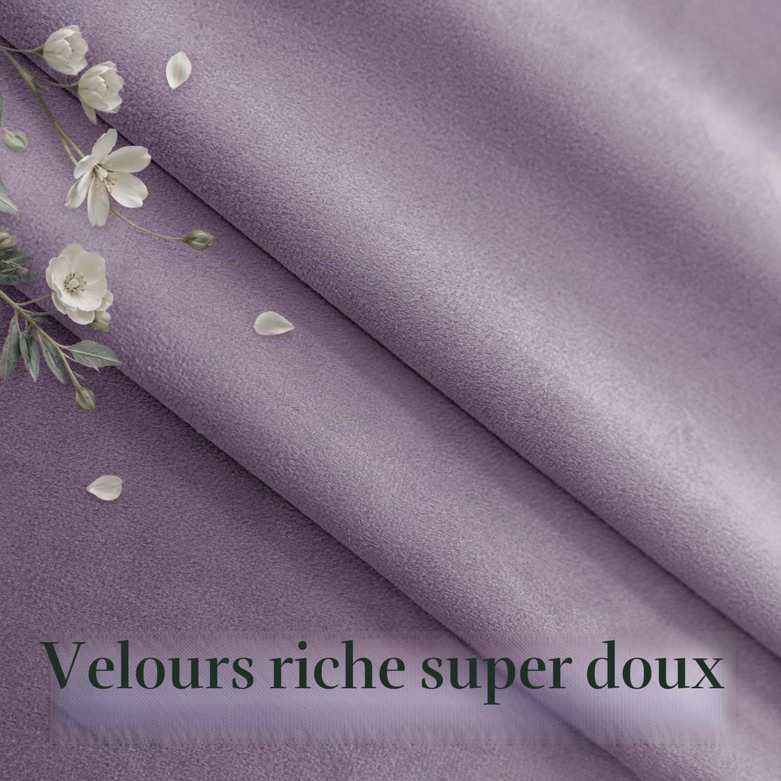 Ystyle Rideau Occultant Velours Lot De 2, 140x145cm, Violet Clair | Rideaux Salon Rideau Thermique Isolant Anti Chaud Intérieurs, Rideau Phonique Anti Bruit, Moderne Chambre Maison Dressing