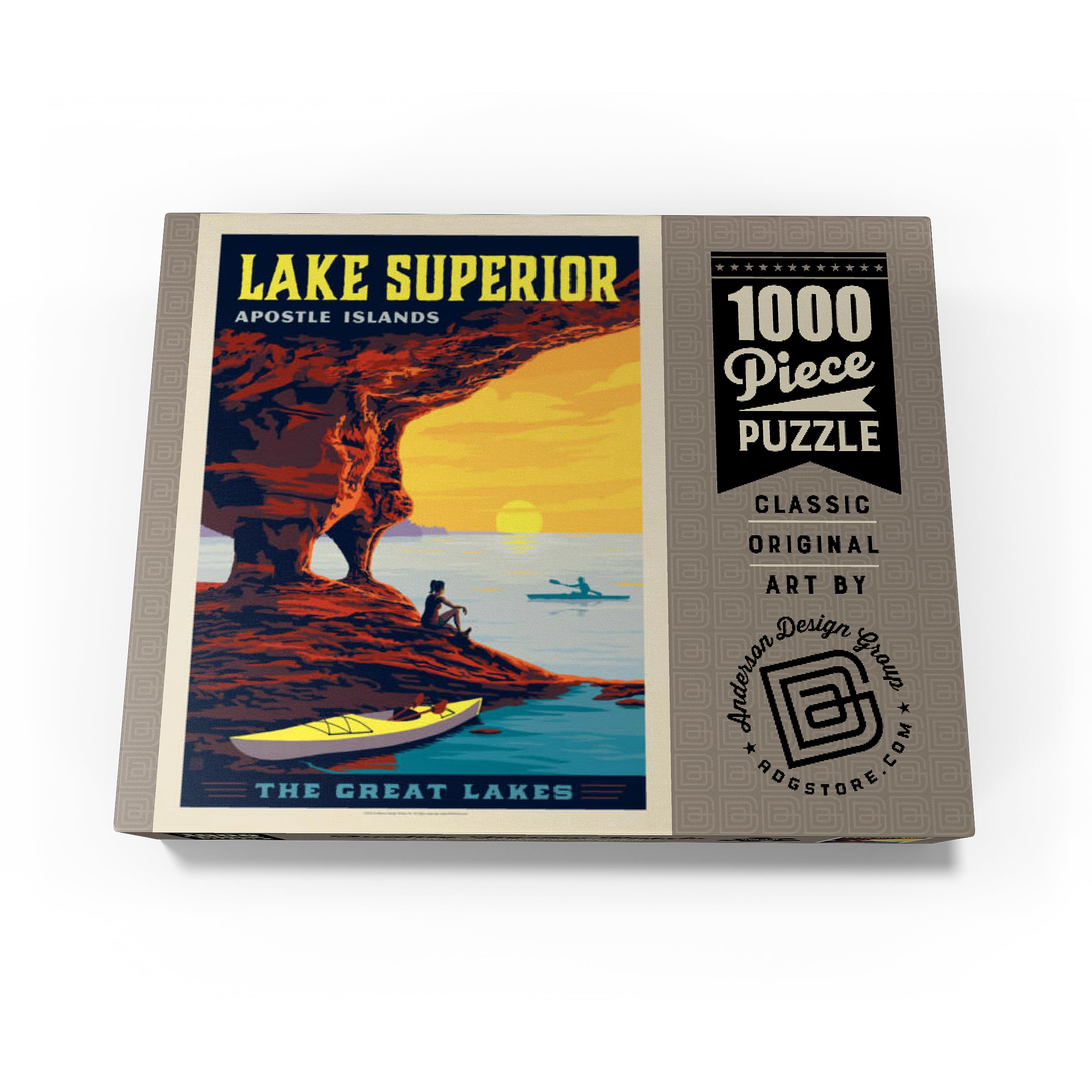 MyPuzzle Great Lakes: Lake Superior Vintage Poster - 1000 Piece Jigsaw Puzzle For Adults - View #3