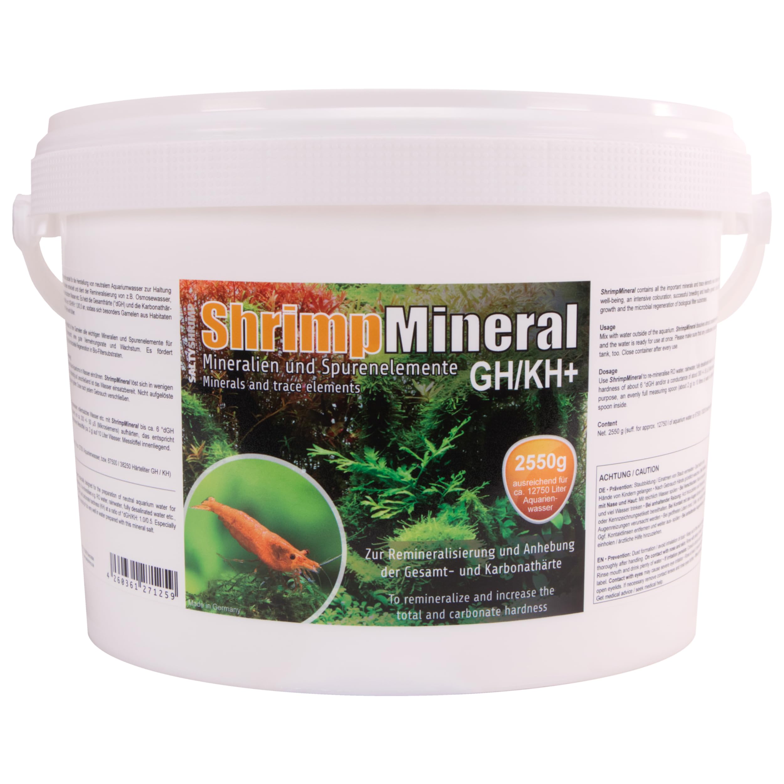 Shrimp Mineral GH/KH+ | 2,55 KG/ 2550g - Sale minerale. Sviluppato appositamente per il mantenimento e l'allevamento dei gamberetti. Per l'acqua neutra e la remineralizzazione