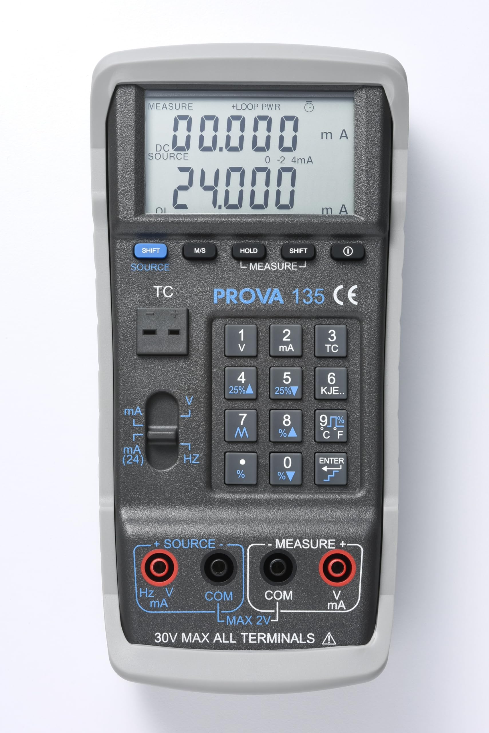 Taiwan Quality PROVA 135 4-20mA Loop Calibrator + Thermometer High Accurate 1uA Resolution Process Multimeter Measure 11 Types of thermocouple DC mA, DC V and Temperature