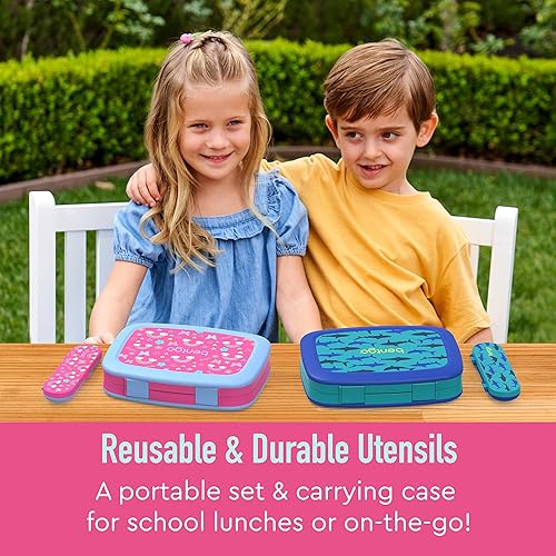 Miniatura 9 de Bentgo Juego de utensilios para niños tenedor cuchara y estuche de almacenamiento de plástico reutilizable hecho de materiales sin BPA apto para