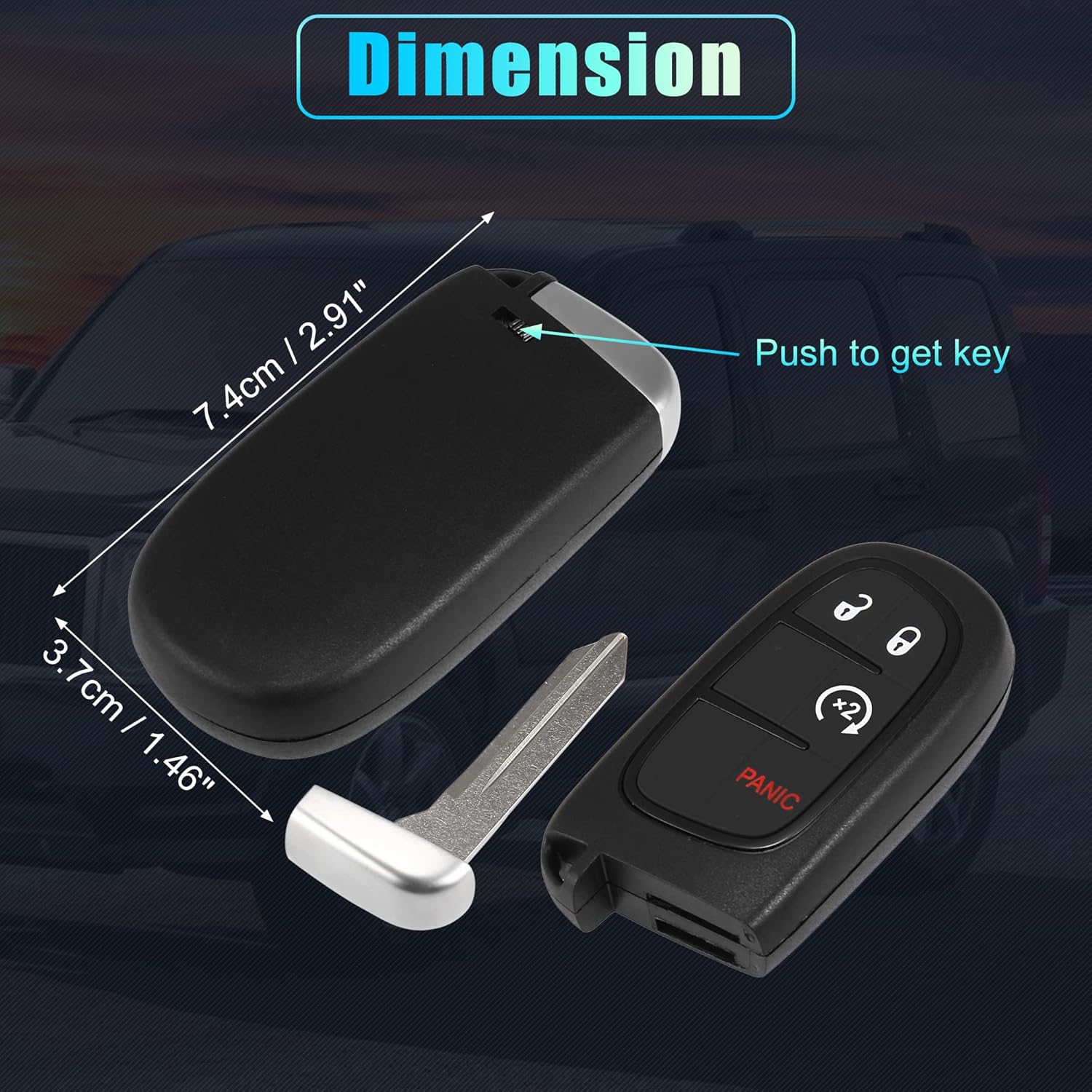 X AUTOHAUX 2pcs 433MHz GQ4-54T Replacement Keyless Entry Remote Car Key Fob for Jeep Cherokee 2014-2022 4 Buttons W/Door Key 4A Chip GQ454T