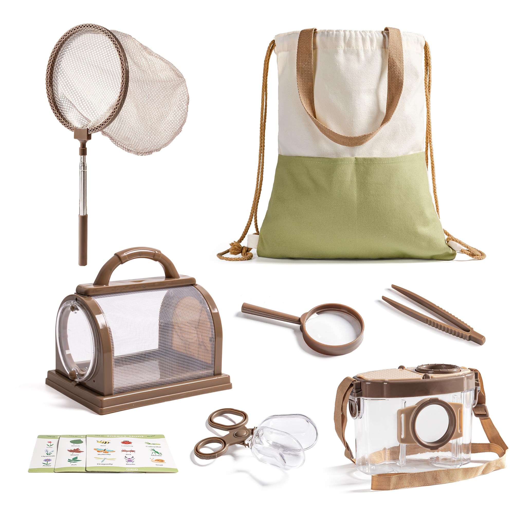 Kids Explorer Kit, Outdoor Bug Catcher Kit for Kids with Magnifying Glass & Butterfly Net, Fun Bug Catching Kit for Backyard & Camping, Bug Catcher for Boys & Girls 3-12