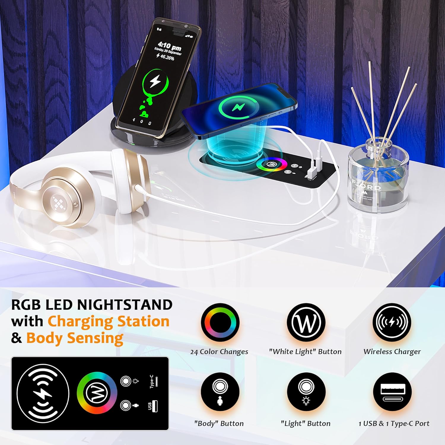 Dimensions of the SKKTKT Smart LED Nightstand