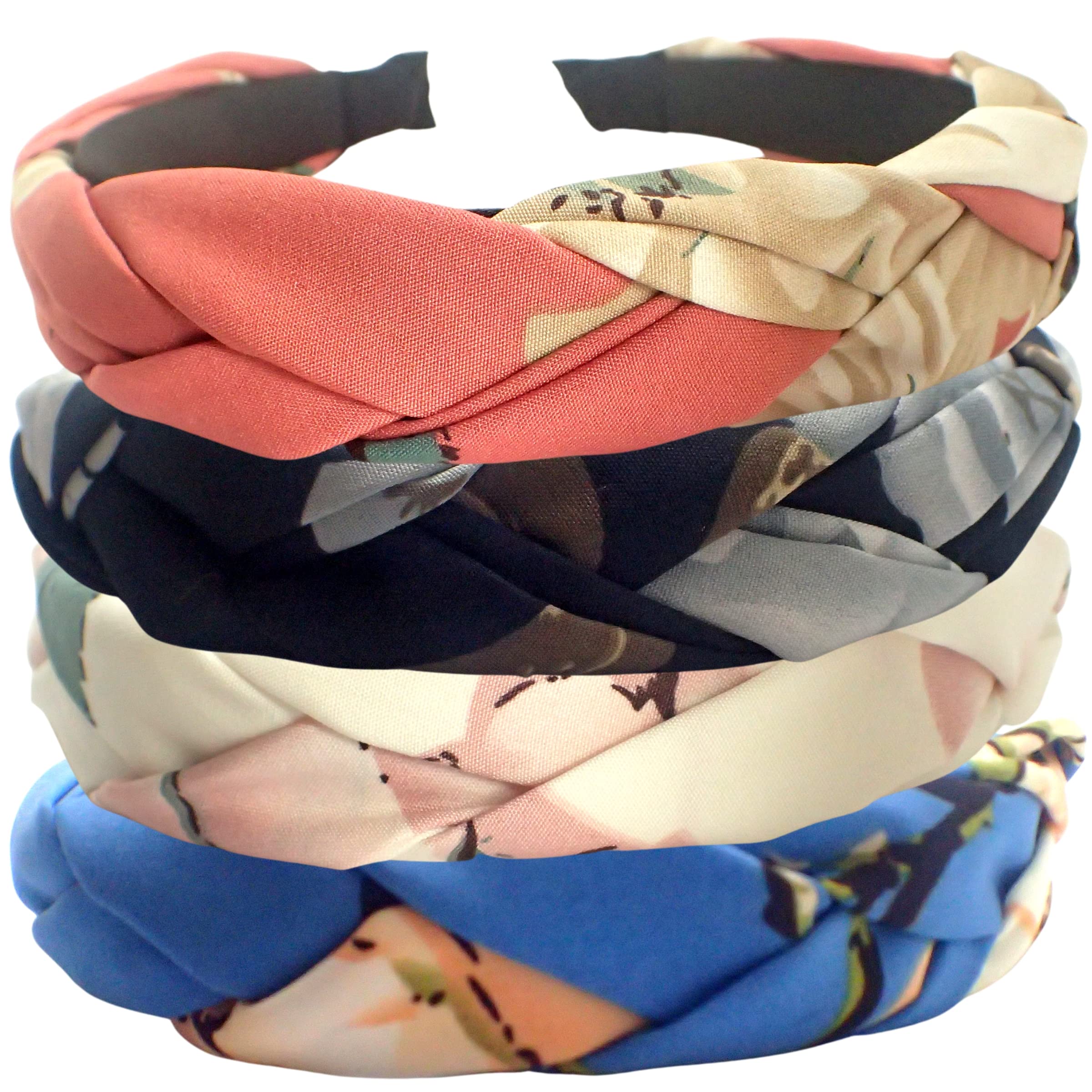 Topkids Accessories Cute, Ditsy, Wide Boho Style Women's & Girls Floral Patterned Fabric Headband Set - Image 2