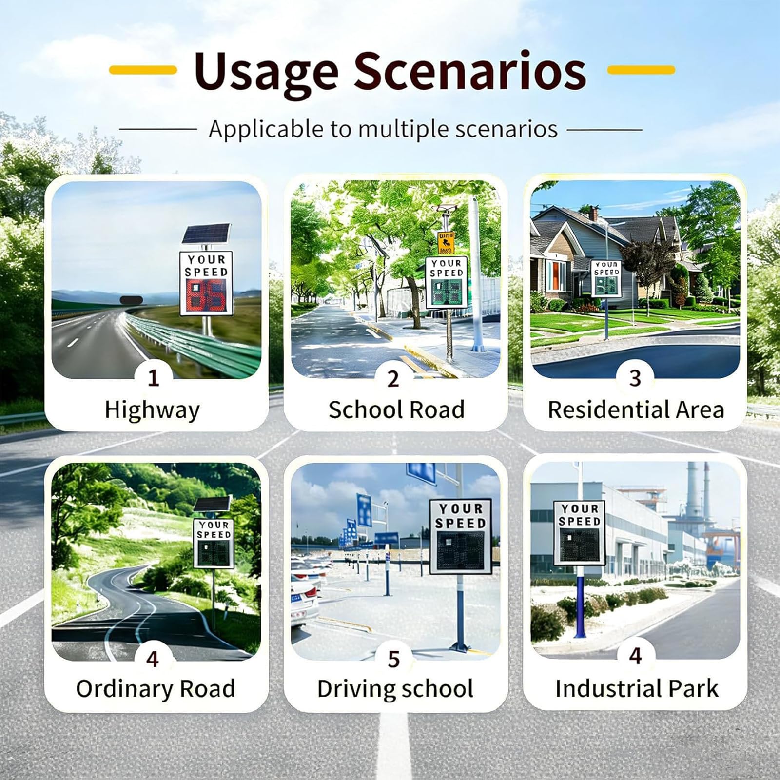 Señal de velocidad con radar alimentado por energía solar: pantalla LED de límite de velocidad de 24x35, detector de aluminio con control remoto para una mayor seguridad vial.