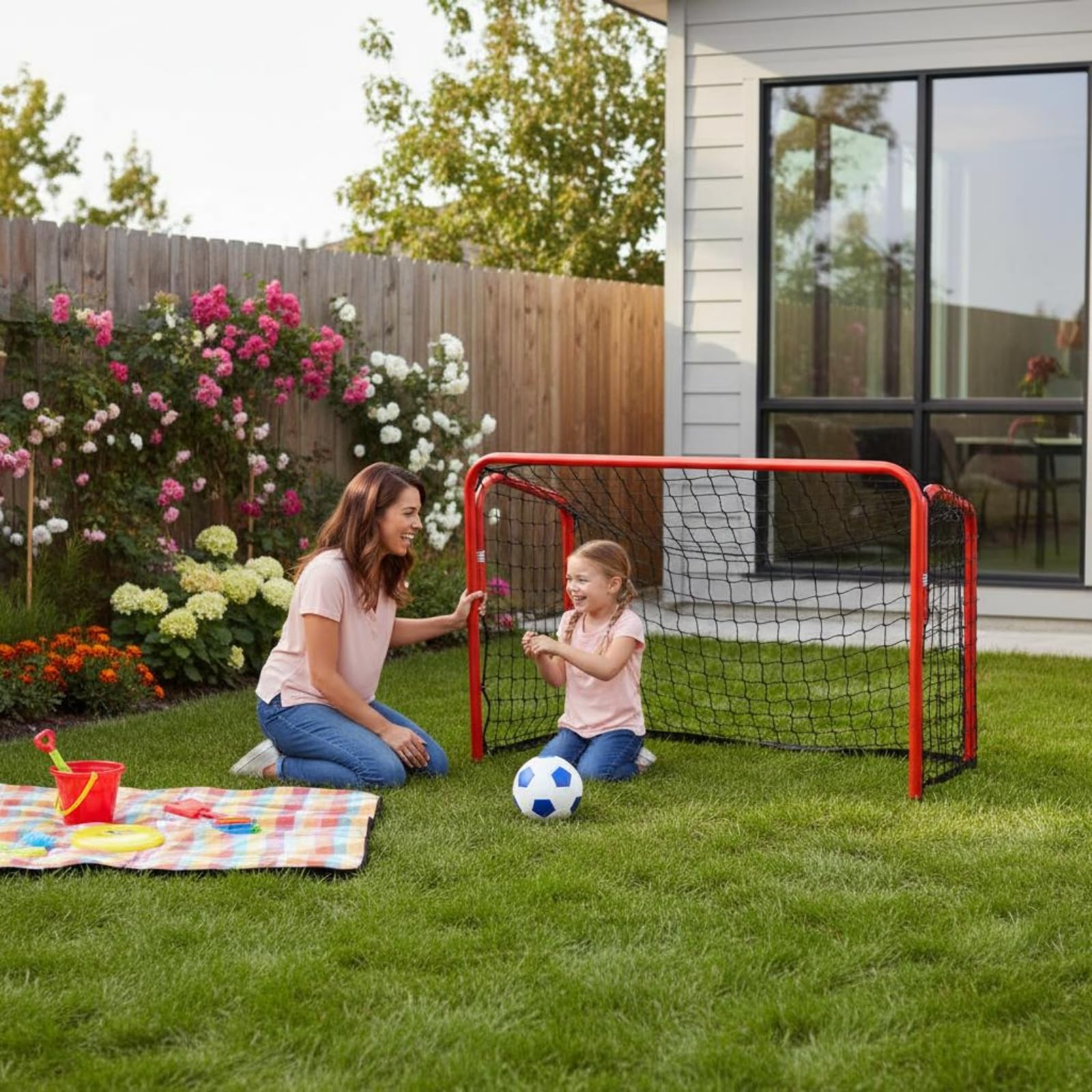 Porta da Calcio Pieghevole Rete Calcio Allenamento Bambini Mini Partita Pratica Cornice Portatile Chiusura Rapida Trasporto Pratico Migliorata Adatta