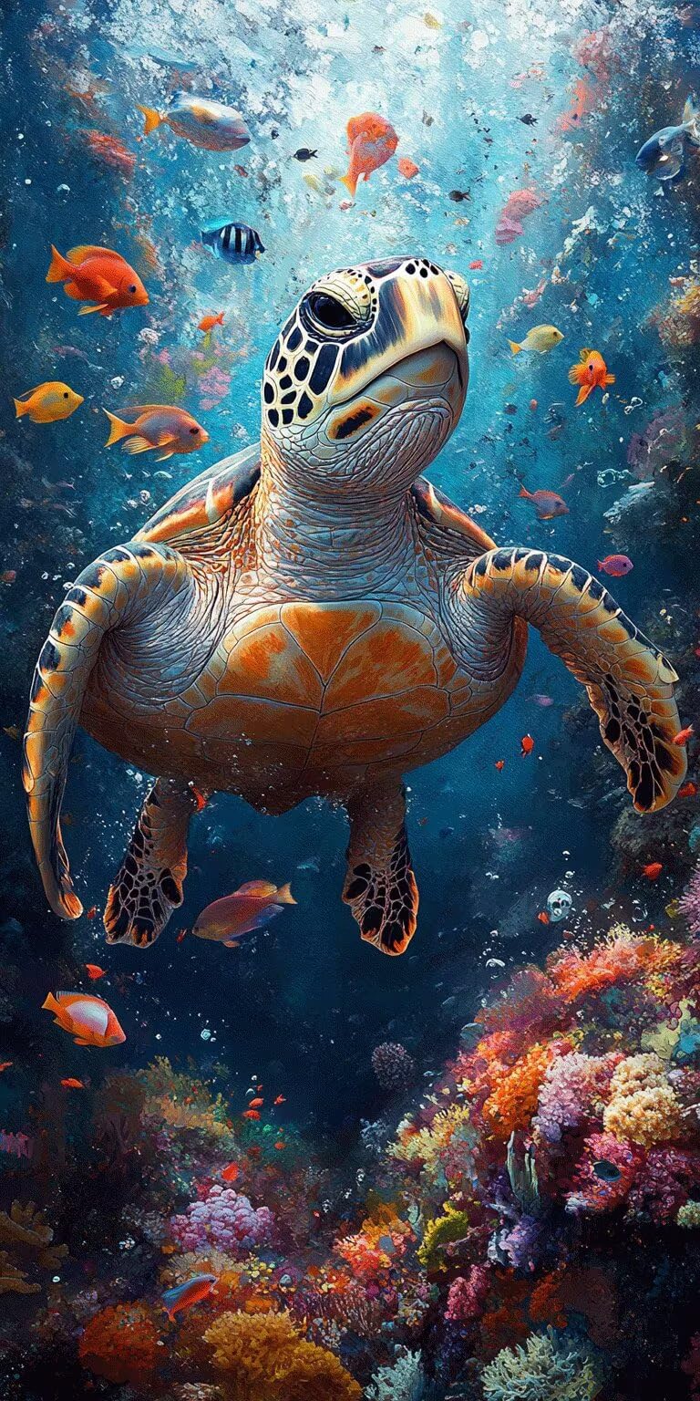 Dipingere con i Numeri tartarughe marineIl fondo marino, 80x160cm, k-116