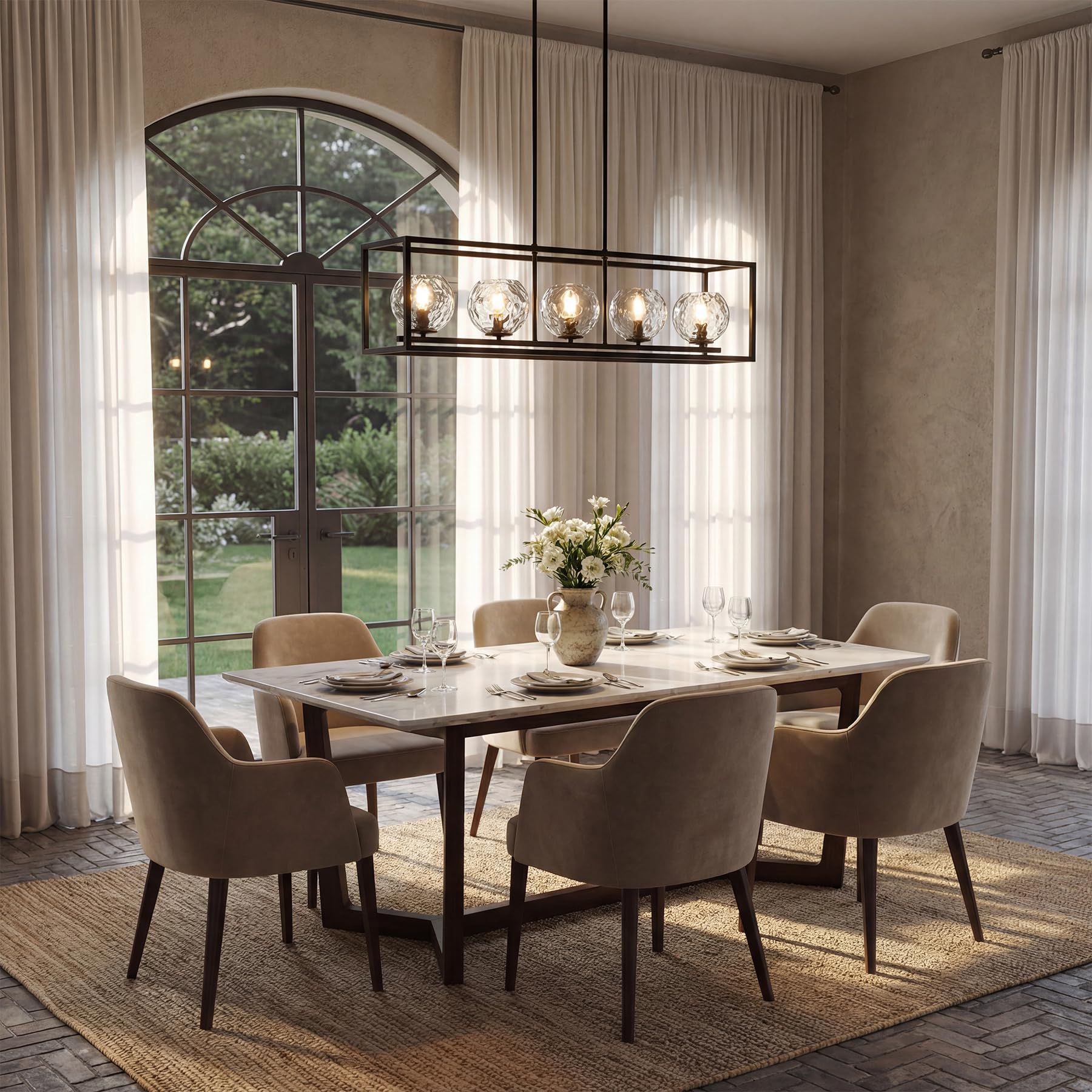 Tribesigns Moderne 5-flammige Hängeleuchte, höhenverstellbar, metallene Deckenleuchte für Esszimmer, Küche, Foyer, Eingangsbereich und Schlafzimmer (E14-Fassung, ohne Leuchtmittel)
