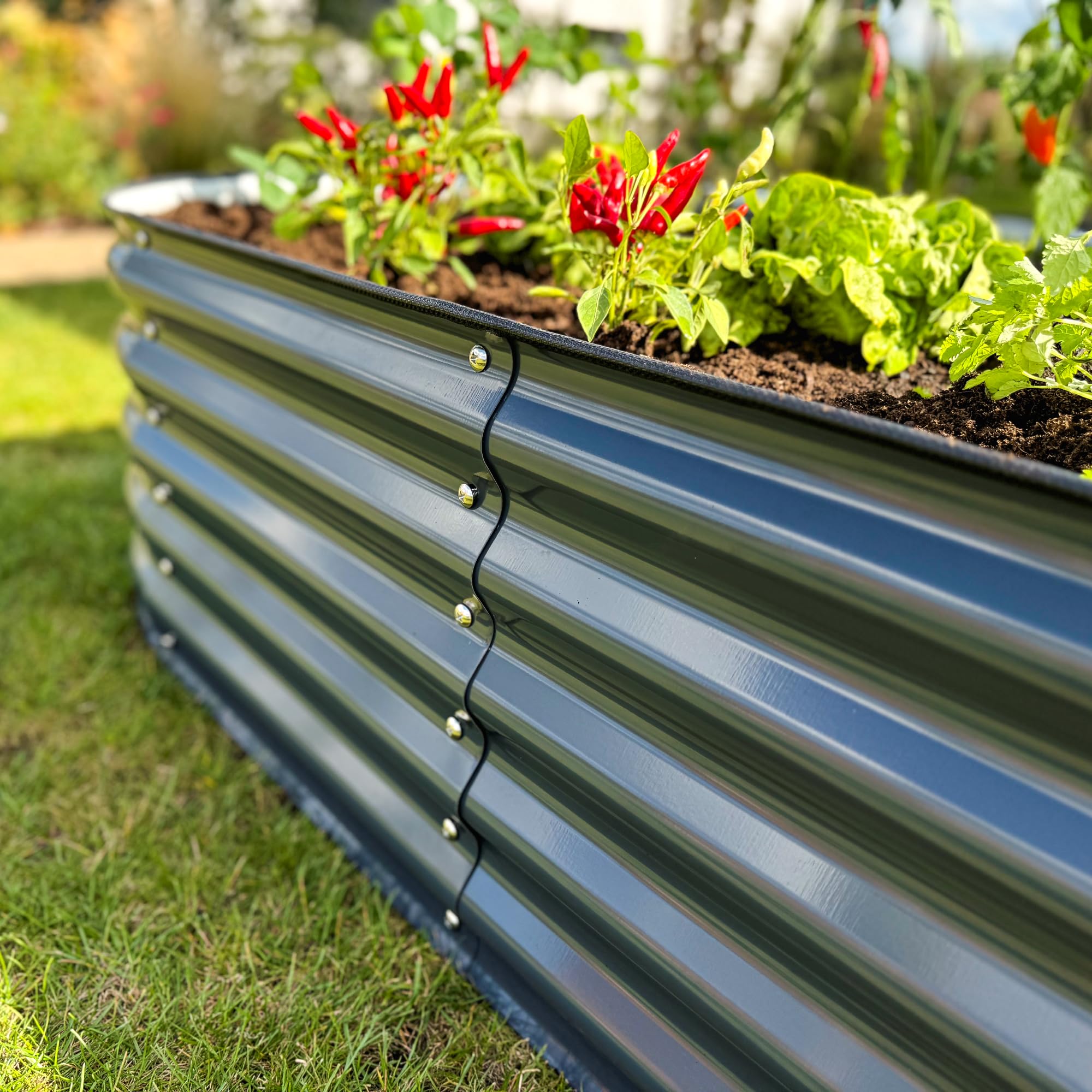 UNIGARDIA Hochbeet aus Metall 200x60x43 cm - Modulares 6-in-1 Hochbeete-Kit - Rostfreie Hochbeete für Garten aus Premium Zn-Al-Mg Stahl - Min. 20 Jahre Lebensdauer - 43 cm Hoch Gemüsebeet, Anthrazit