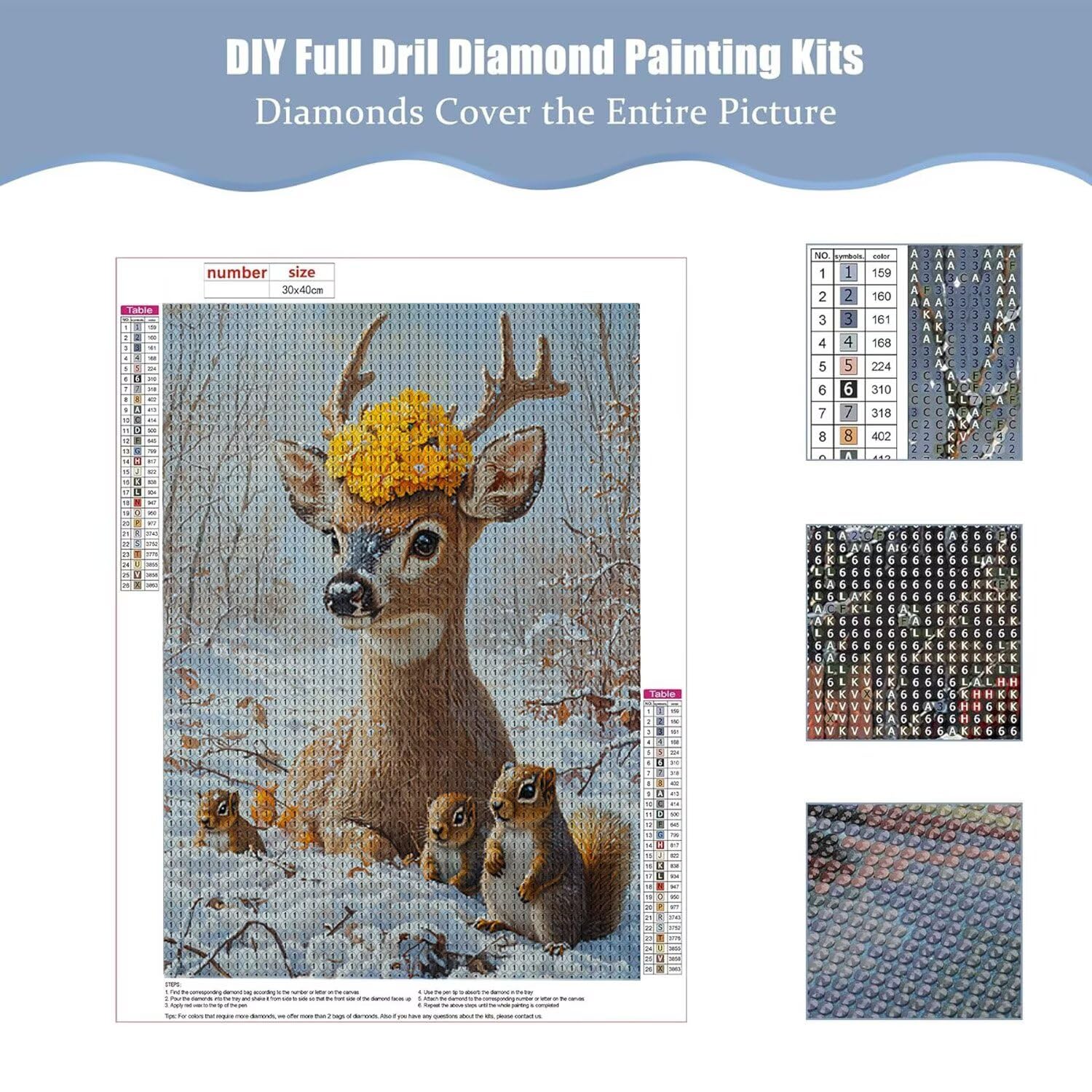 Hyupuanj 5D Diament Malowanie jelenia, 100x130cm d-178 | Diamentowe malowanie kompletny zestaw DIY dla dorosłych prezent, mozaika projekt, haft krzyżykowy, DIY Diamond Art Kit