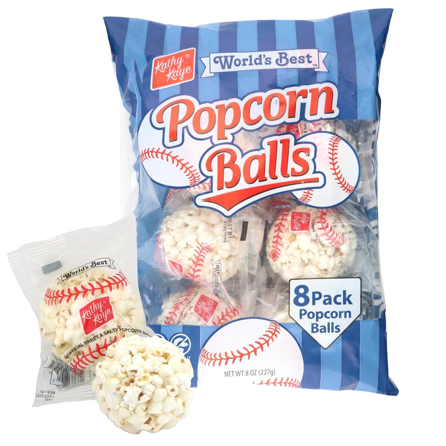 Kathy Kaye Baseball Themed Popcorn Balls, Individually