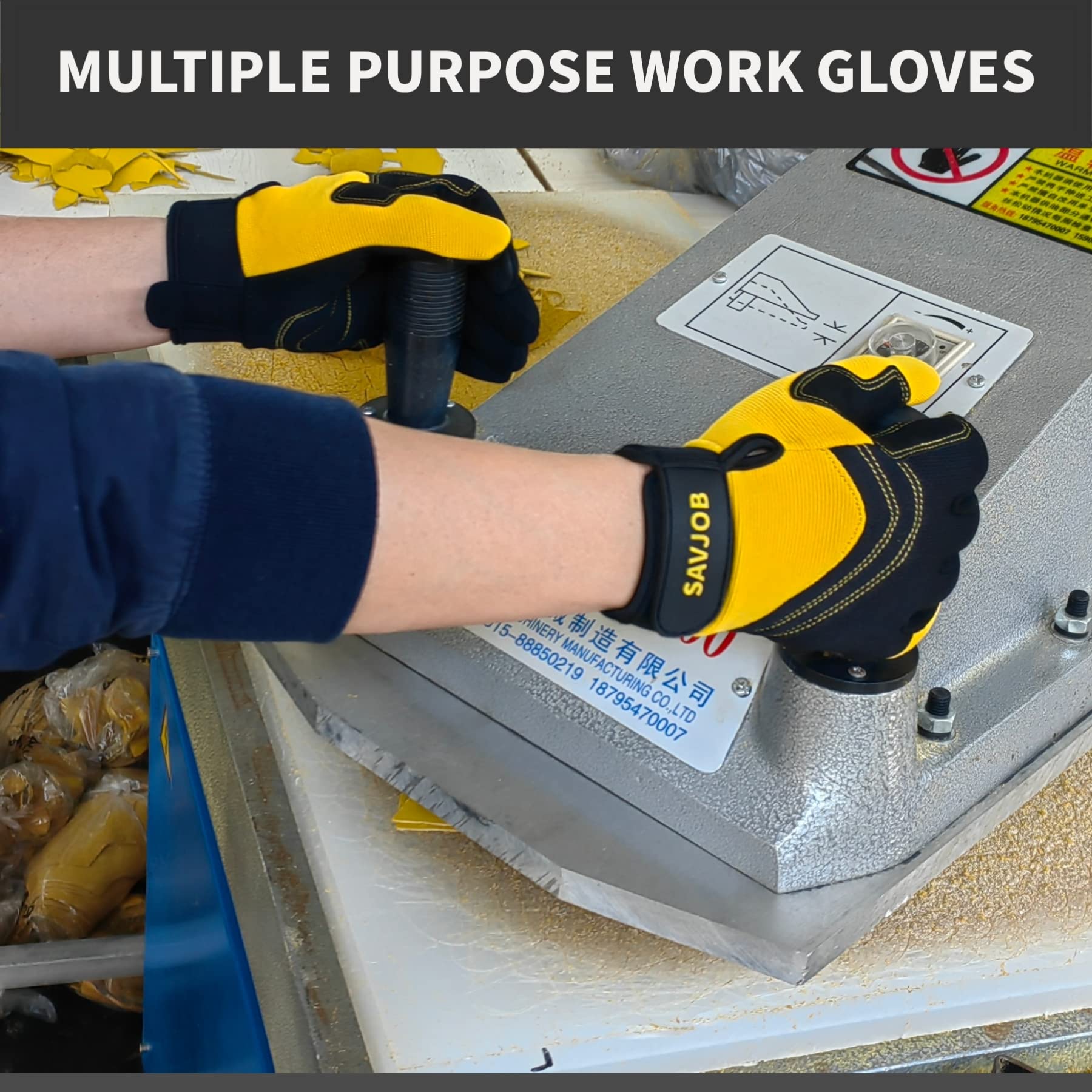 Guantes de jardinería resistentes a las espinas y a la perforación con asa, guantes de jardinería para mujer, guantes de trabajo de cuero, regalos (guantes de trabajo amarillos, talla XL)