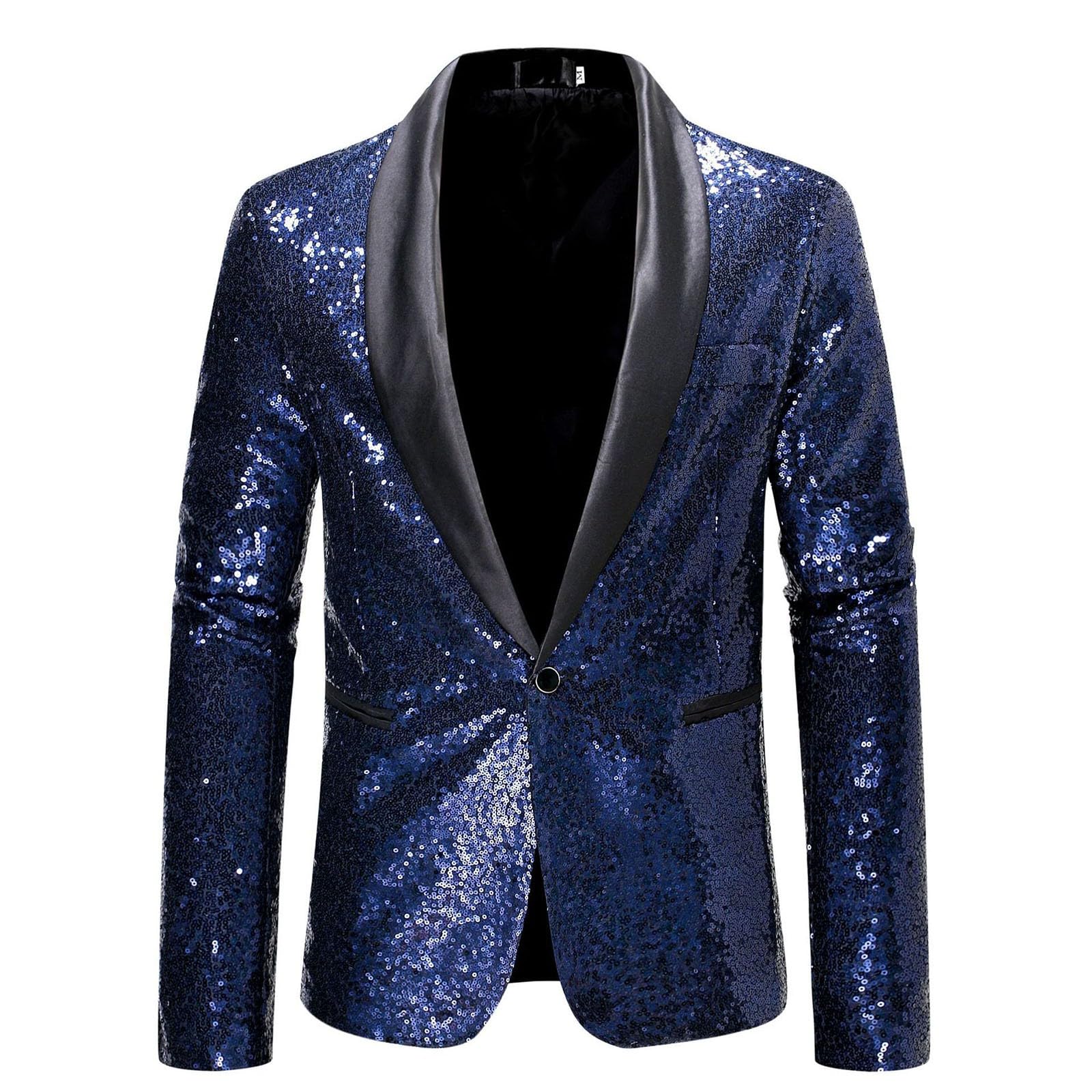 Generisch Chaqueta brillante para hombre, para bodas, fiestas, lentejuelas, corte ajustado, para hombre, con un botón, chaqueta de esmoquin, para hombre, Navidad, Nochevieja, fiesta, brillante