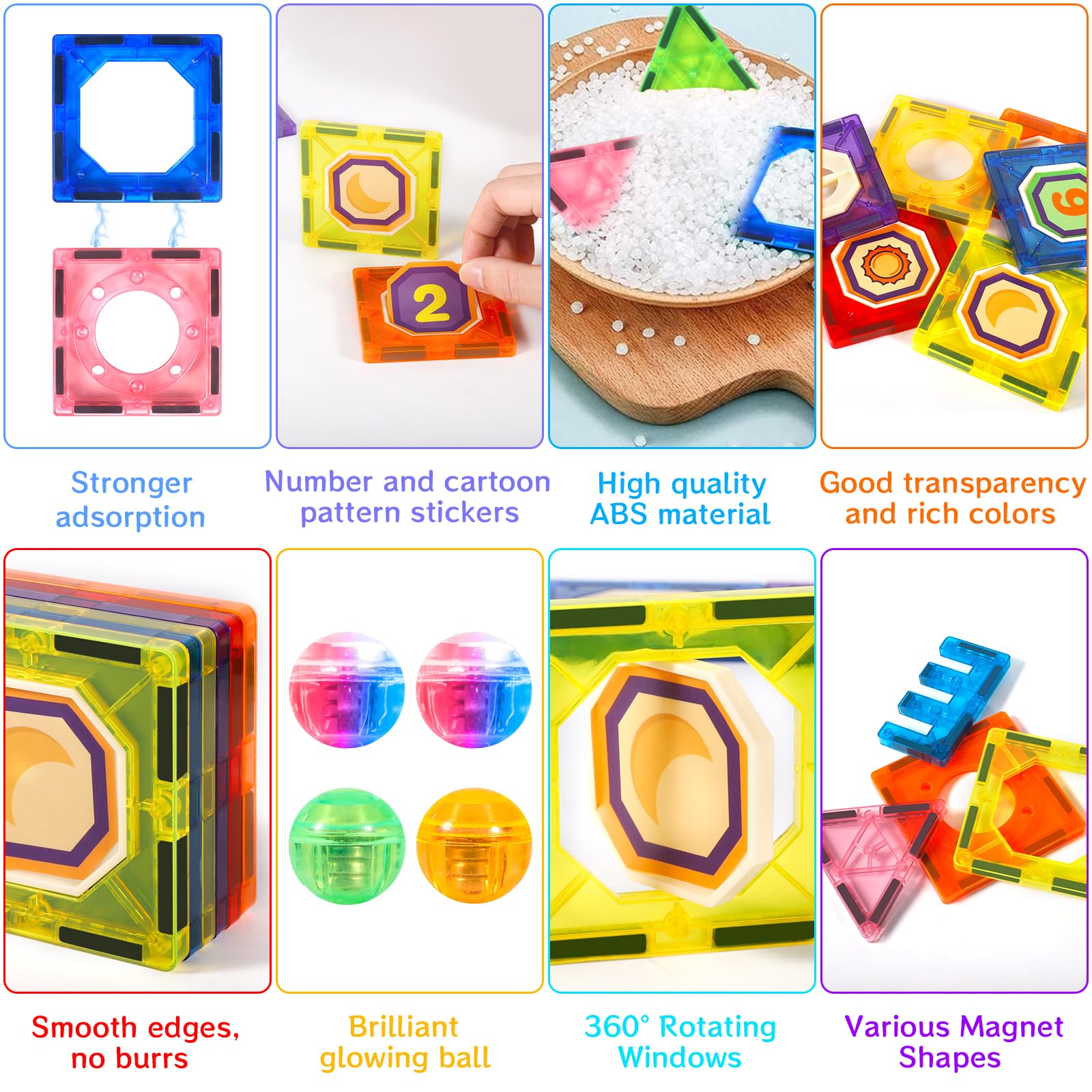 JUQG 74 Pcs Bloques de Construcción Magnéticos, Juego Construcción en 3D con Tuberías, Juguetes de Bloques de Construcción Educativos, Juguetes de Construcción para Niños para Niños Niñas 3+ (74Pcs) — view 4
