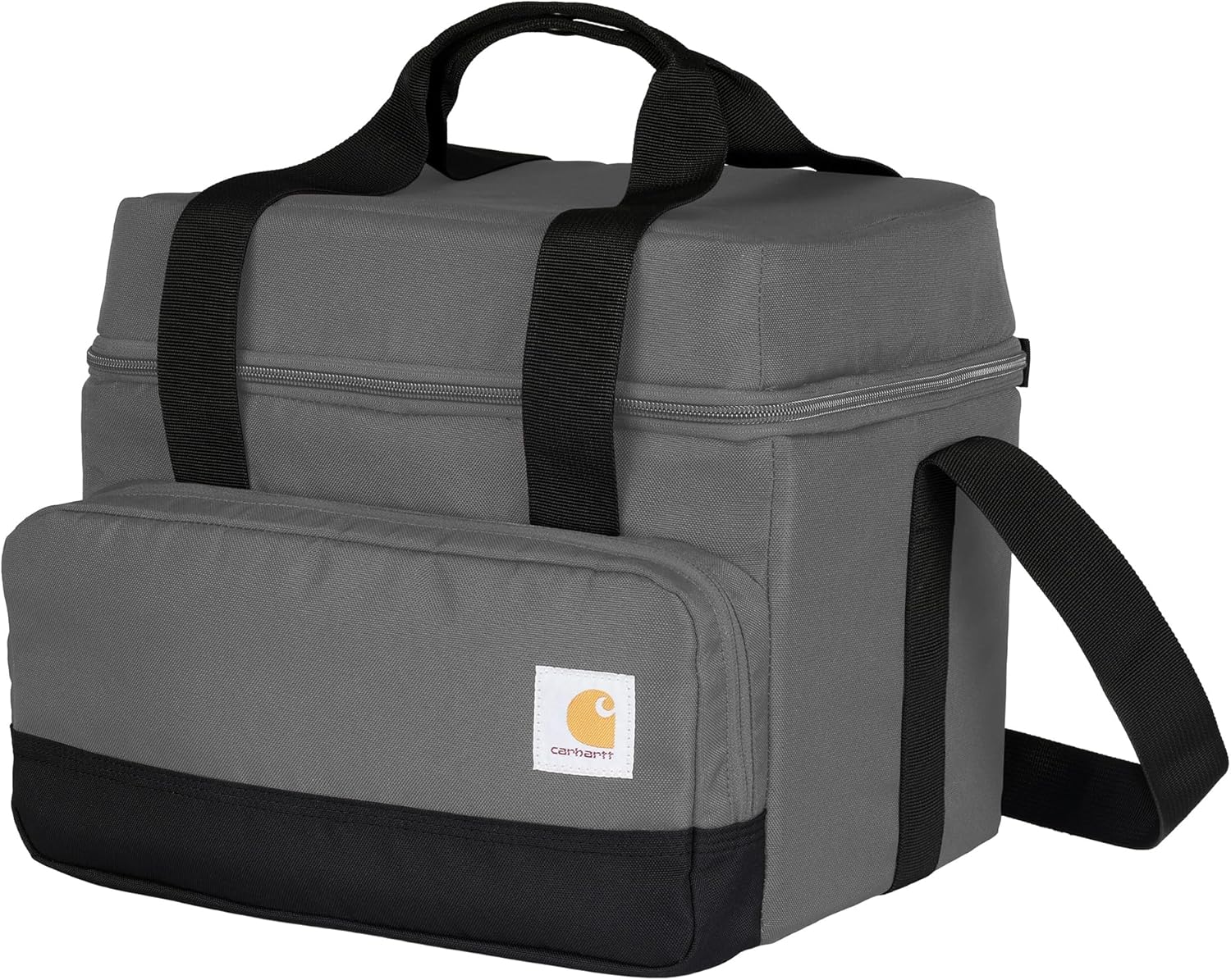 Carhartt Insulated Two Compartment Cooler, Durable Water Repellent Material W/Front Zippered Pocket for Camping, Beach & Travel