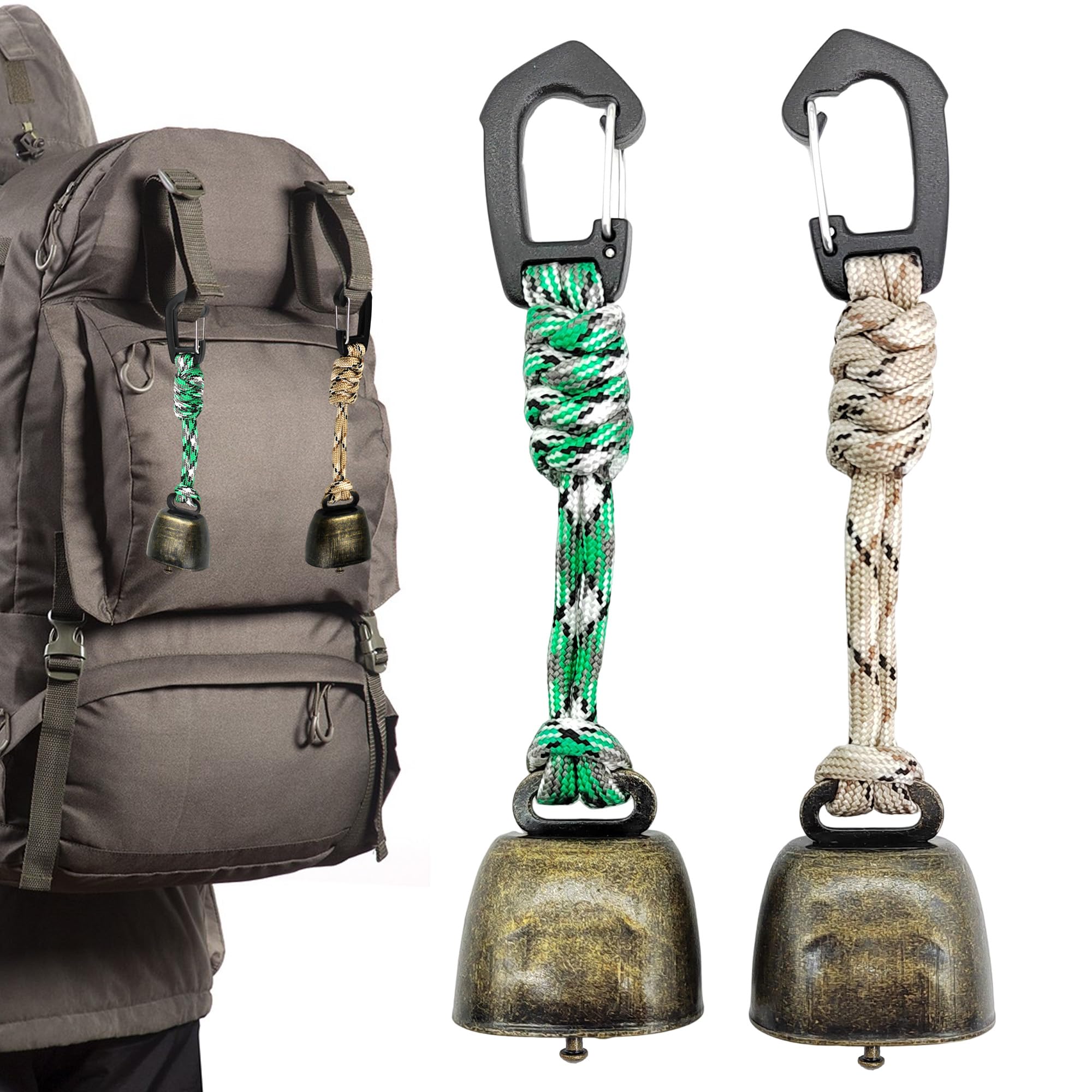 CHENNAN 2 Piezas Osos Al Aire Libre Campana, Práctico Campana Oso Campana de Advertencia, Campana para Osos - Oso portátil, Versátil, para Senderismo al Aire Libre, Mochila, Collar de Animales