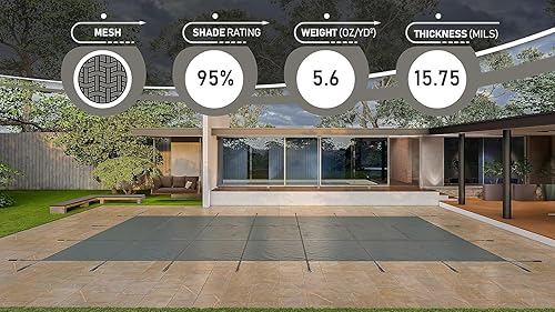 Vista 70 de WaterWarden Cubierta de seguridad sólida para alberca enterrada, cumple F1346 de la ASTM según UL, triple costura, con accesorios, 16 x 40 pies