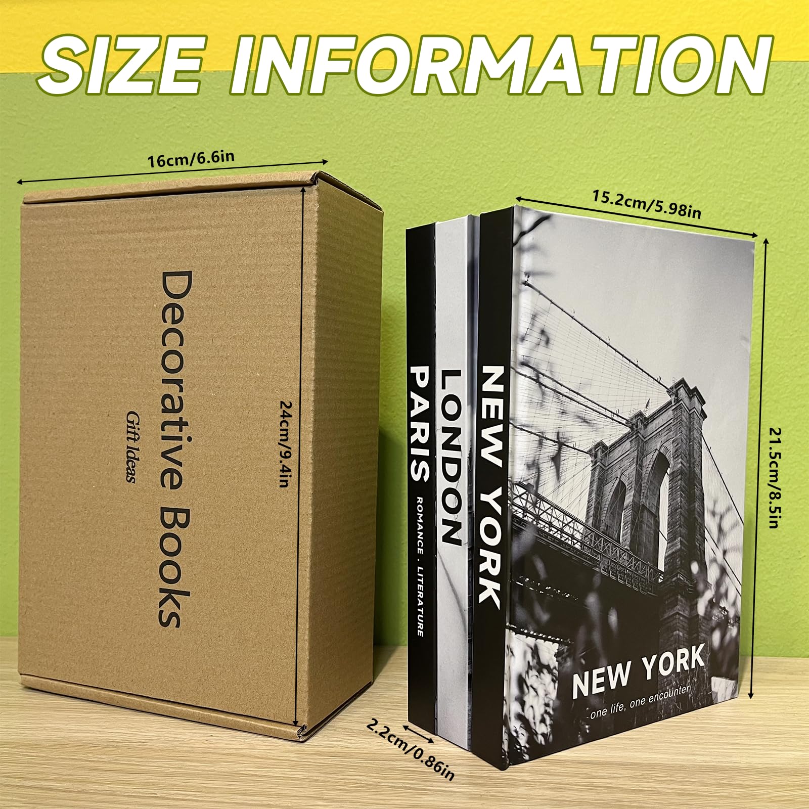 3 Piezas Libro Decorativo de Moda, Libros Decorativos Modernos de Tapa Dura, Decoraciones Apiladas Libros de Decoración para la Decoración del Hogar Estantería Mesa de Centro Estantes