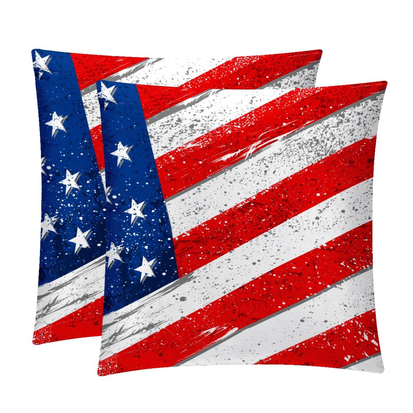 TDGKPZ American Flag Throw Pillow Covers 2 Pack Cushion Cases Decorative Pillow Cases Home Decor 45x45cm