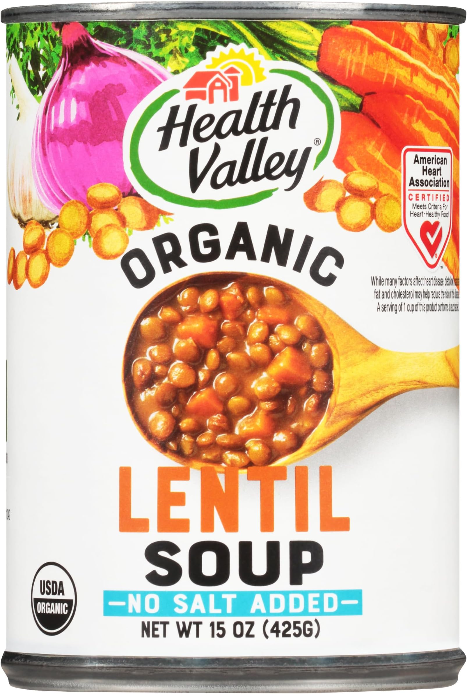 Health ValleyOrganic Soup, No Salt Added, Lentil, 15 Oz (Pack of 12)USDA Organic