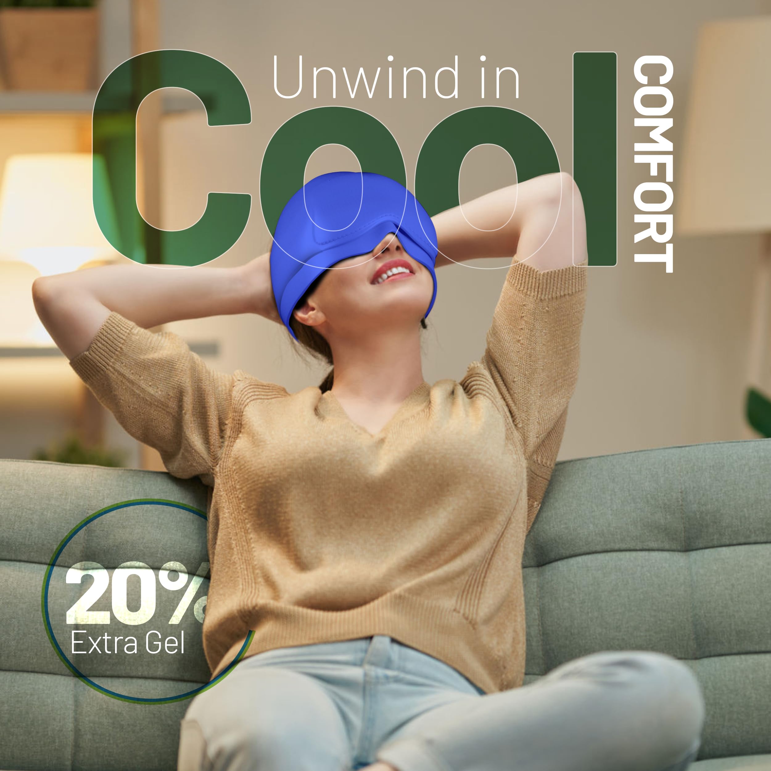 Regalos para ella y él, gorra de alivio de migraña, gorra plegable para aliviar el dolor de cabeza visible, gorra de gel de hielo para aliviar la migraña, gorra de gel de hielo de ajuste de 360°,