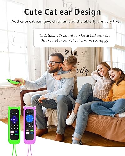 Miniatura 7 de 2Pack ONEBOM Cover for Roku Remote with Cat Ears Design, Silicone Skin Case Fit with HisenseTCL Roku TV, Steaming StickExpress, Universal