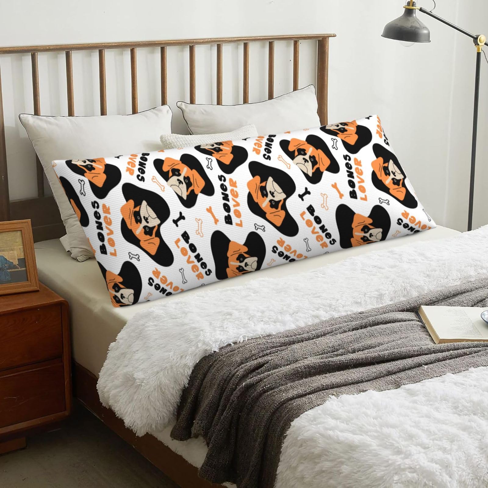 Vector Seamless Pattern With Boxer, Body Pillow Cover with Zipper,Long Body Pillowcase 20 x 60 in