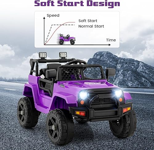 Miniatura 8 de OLAKIDS Camión de paseo para niños, vehículo eléctrico de 12 V con control remoto, juguete a batería para niños pequeños con 2 velocidades,