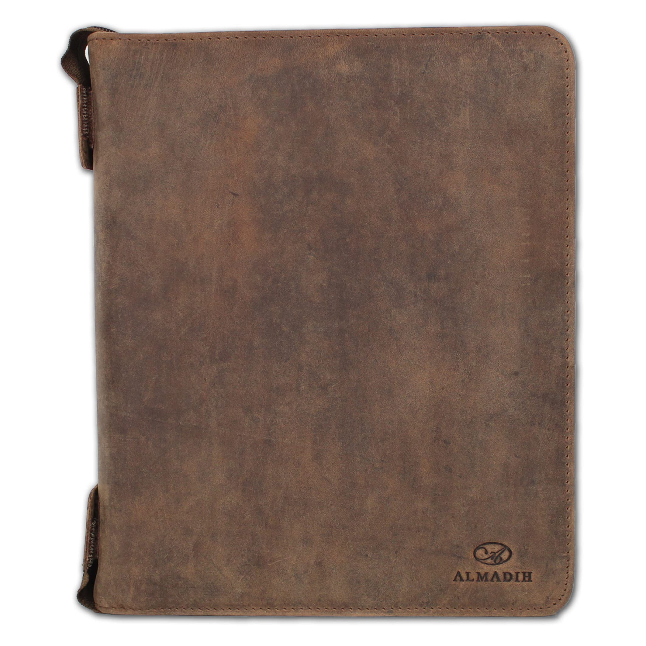 ALMADIH Ledermappe A5 Leder Organizer mit Ringmechanik Reißverschluss Kalender 2026 - Leder Mappe Premium Rindsleder braun vintage OS Ledermappe Terminplaner Terminkalender (A5 Org S bv)