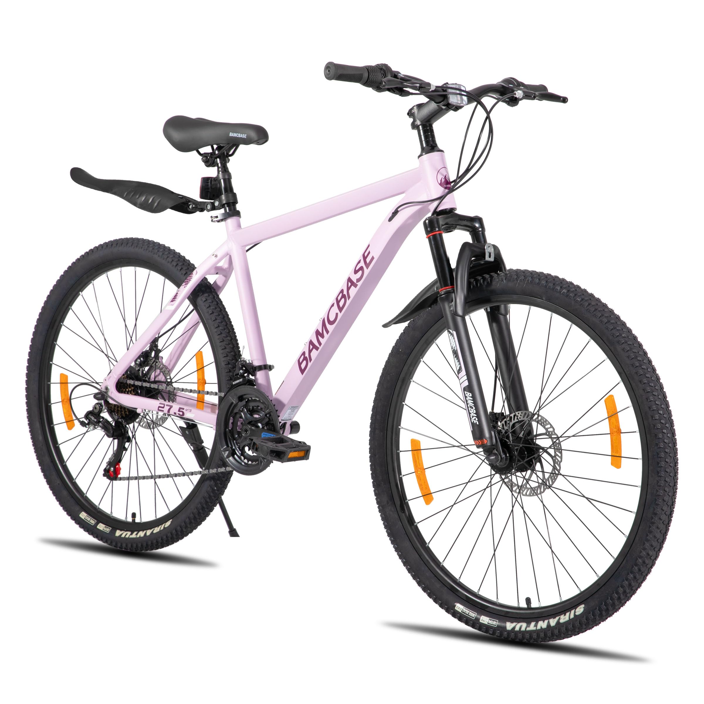 Hiland 26 27,5 Zoll Mountainbike, Herren Damen MTB mit Aluminiumrahmen, 21 Gänge Hardtail-Fahrrad für Erwachsene mit Scheibenbremse, Schwarz/Blau/Grün/Lila/Weiß
