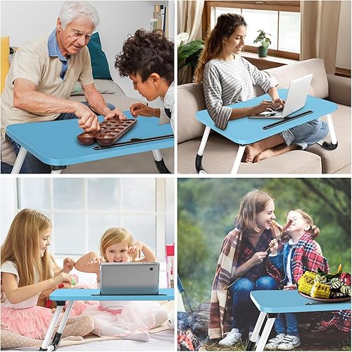 Miniatura 6 de Escritorio de cama para laptop, mesa plegable portátil con ranura para tableta, soporte para computadora portátil para cama, mesa de pie portátil