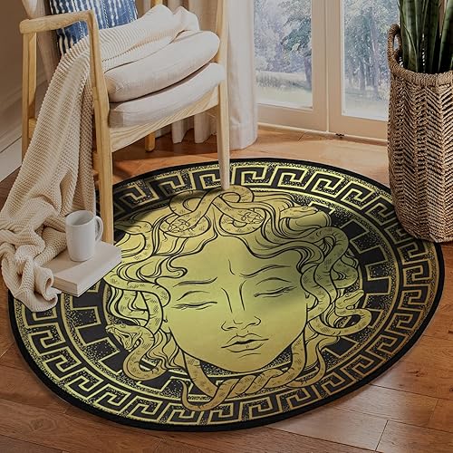 Miniatura 7 de Tarity Alfombras redondas antideslizantes para piso, 36.2 x 36.2 pulgadas, alfombras decorativas para sala de estar y dormitorio