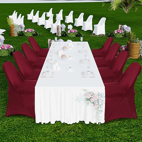 Vista 27 de HAINARverS Fundas para sillas plegables de elastano elástico, 30 unidades, protector universal para sillas para bodas, fiestas, banquetes