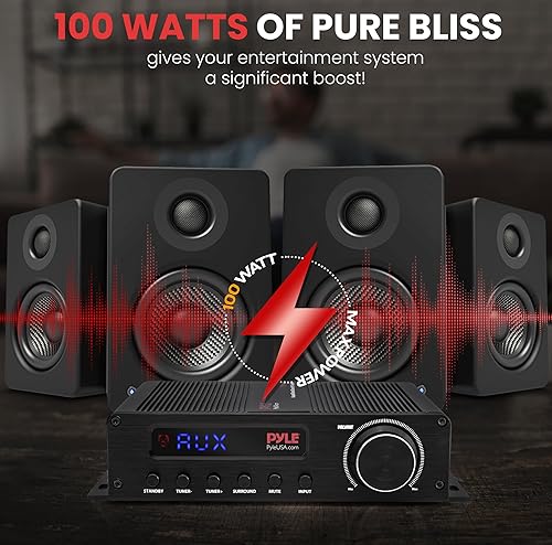 Miniatura 2 de Pyle Amplificador de audio de 5 canales de 100 W - Receptor estéreo inalámbrico Bluetooth de potencia de cine en casa con sonido envolvente con