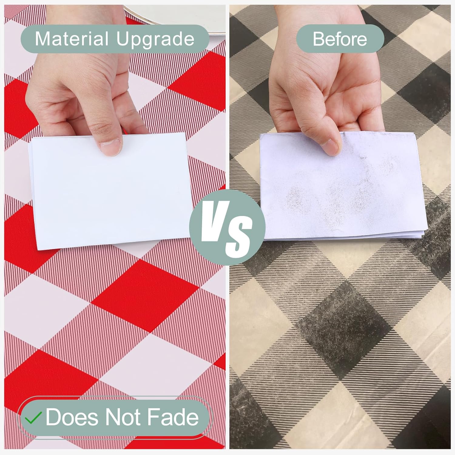 misaya Rectangle Waterproof Vinyl Table Cloth, Buffalo Flannel Backed Tablecloth, Wipeable Plastic Table Cover for Dinner, Kitchen, Outdoor (60" x 84", Red and White) - Image 3