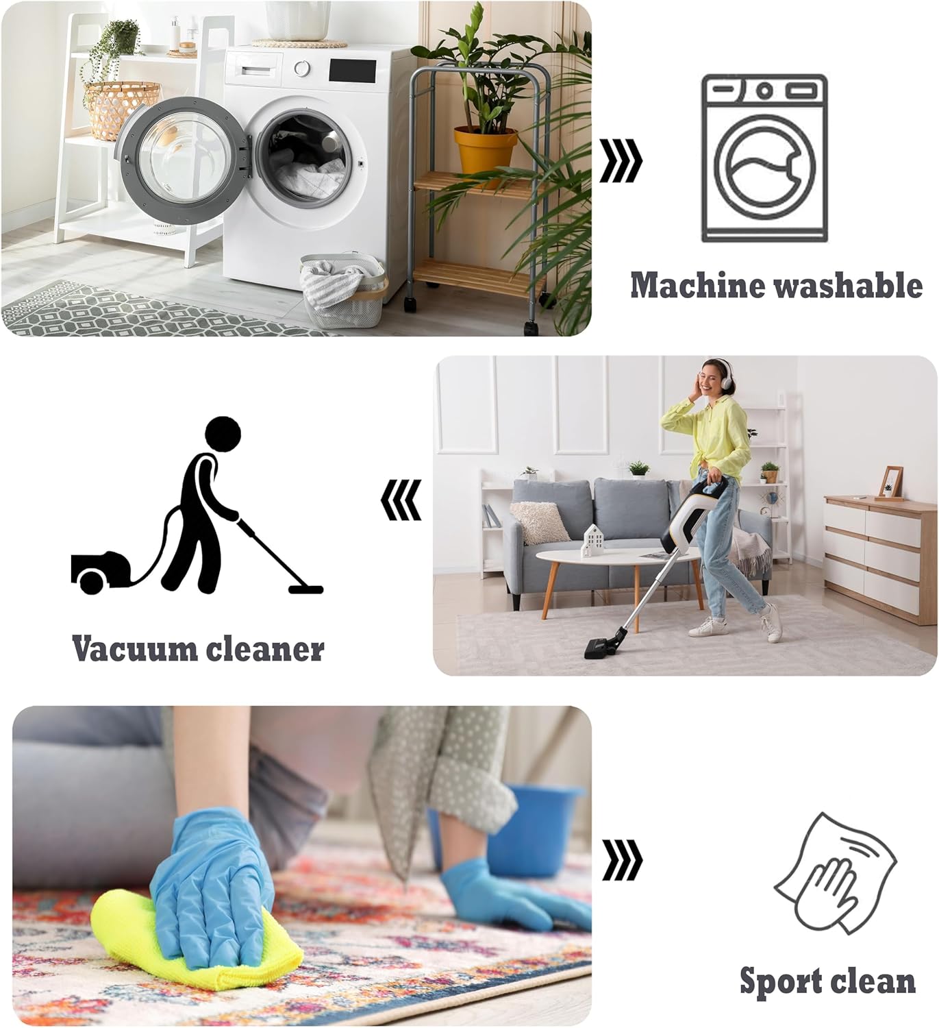 Rustic Bear Family Area Rug 4'x6', Buffalo Plaid Cabin Lodge Rug with Wildlife Bear Silhouette, Non Slip Low Pile Rug for Living Room Bedroom